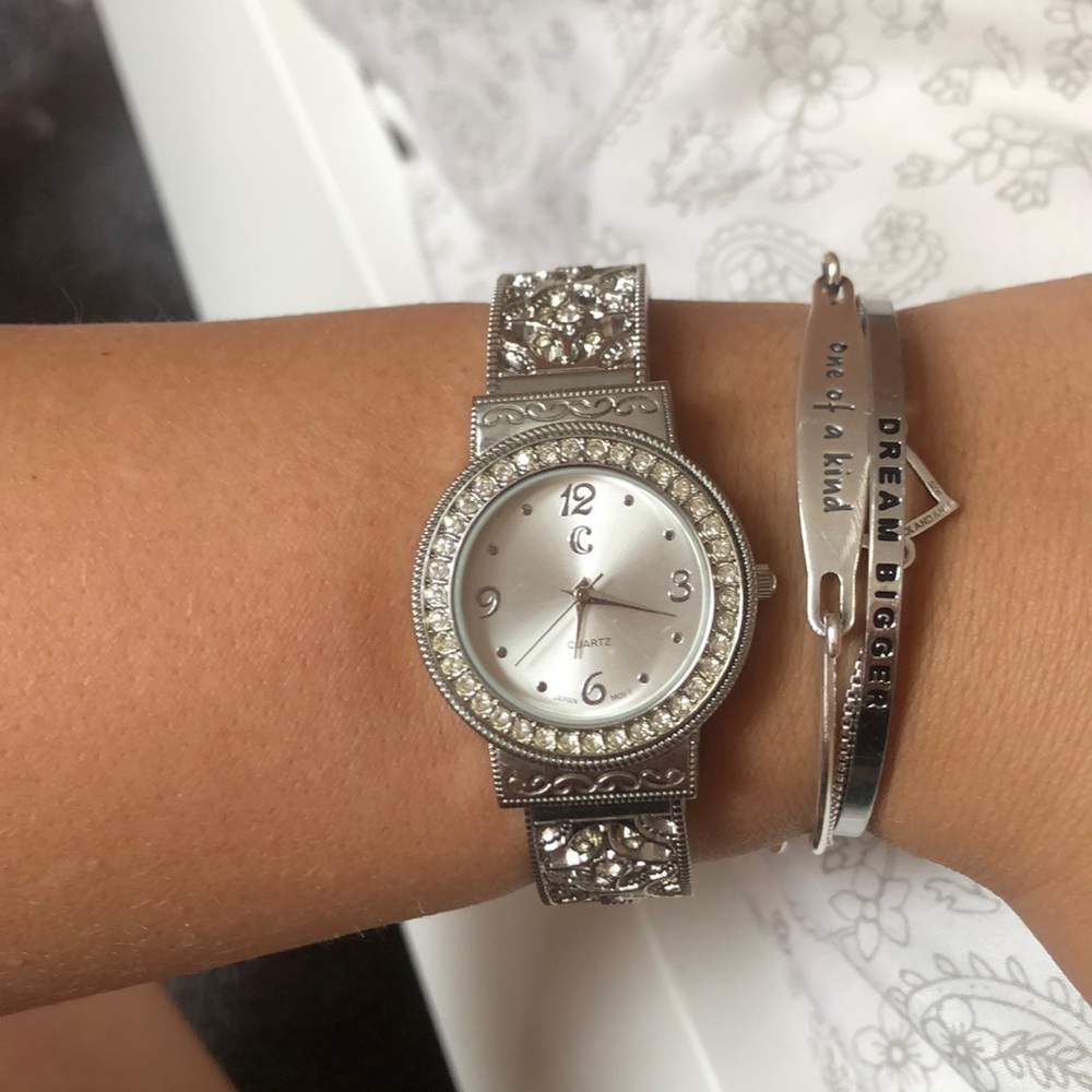 Charming Charlie Silver Metal Clip Watch